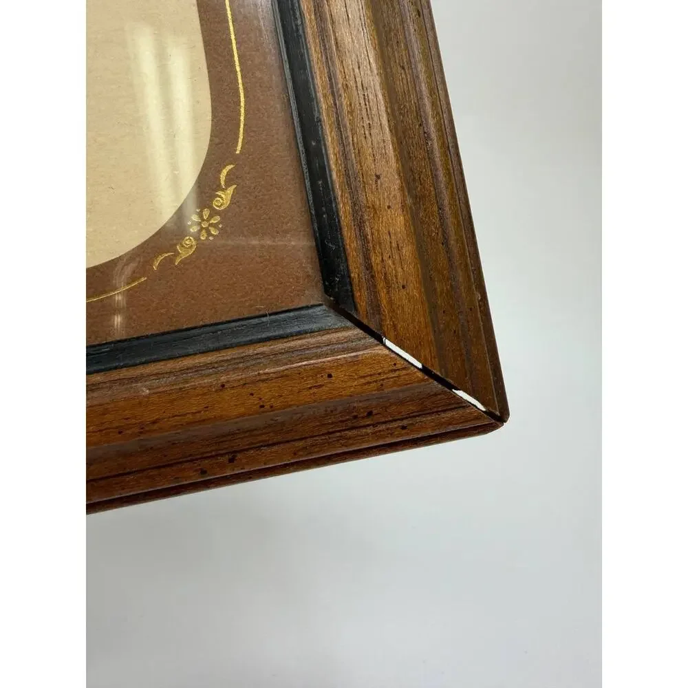 Wood Picture Frame Desktop Display Glass Insert Brown Wood Photo Frame Stand